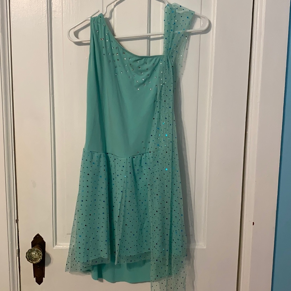 Dance dress with attached drape